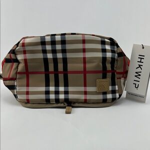 IKHWIP BRAND New Beige Plaid Men's Toiletry Pouch
